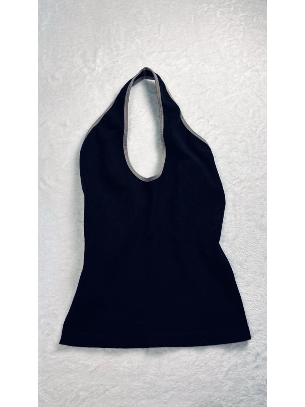 Free People Intimately Black Ribbed Halter Tank Top Fitted Stretch SP Minimalist - Picture 5 of 13
